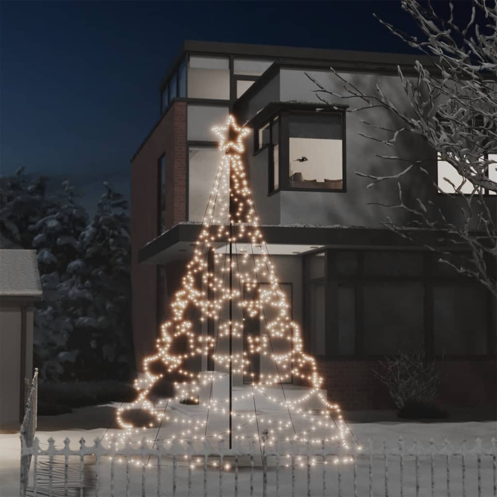 Joulukuusi metallitolpalla 500 LED-valoa lämmin valkoinen 3 m - Harrastajankoti.fi