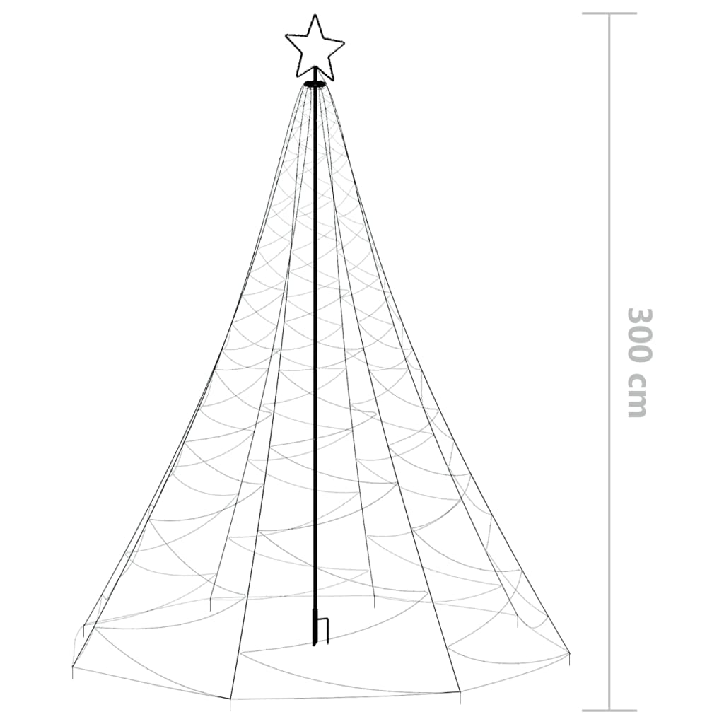 Joulukuusi metallitolpalla 500 LED-valoa lämmin valkoinen 3 m - Harrastajankoti.fi