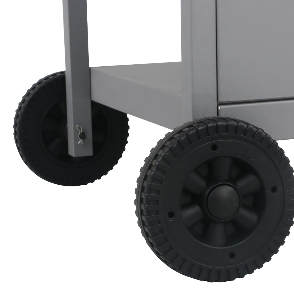 Kaasugrilli ja 3-tasoinen sivupöytä hopea - Harrastajankoti.fi