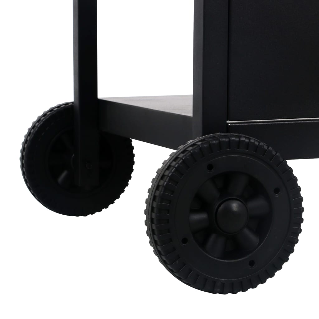 Kaasugrilli ja 3-tasoinen sivupöytä musta - Harrastajankoti.fi