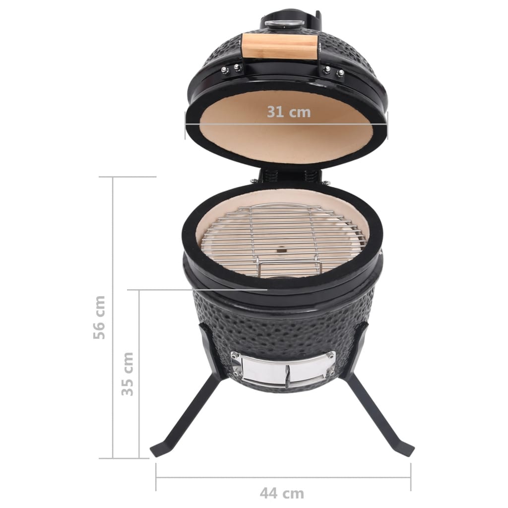 Kamado 2-in-1 grilli/savustin keramiikka 56 cm musta - Harrastajankoti.fi