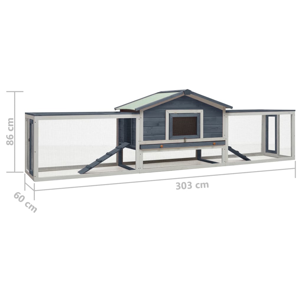 Kaninkoppi harmaa 303x60x86 cm täysi mänty ja kuusi - Harrastajankoti.fi