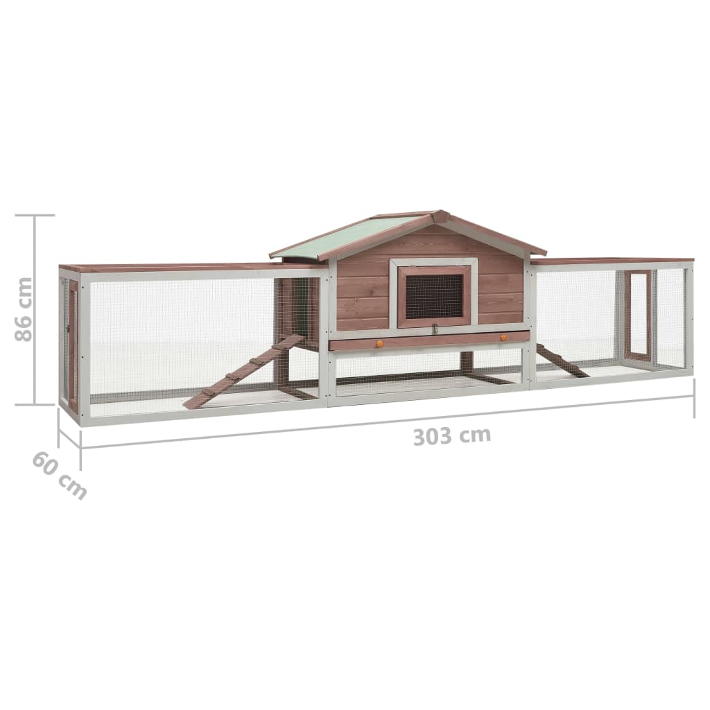 Kaninkoppi mokka 303x60x86 cm täysi mänty ja kuusi - Harrastajankoti.fi