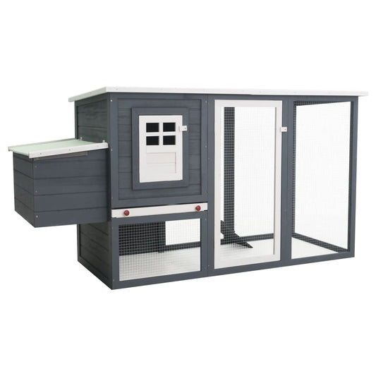 Kanojen ulkohäkki 1 munalaatikolla harmaa puu - Harrastajankoti.fi