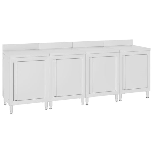 Kaupallinen työpöytä kaapilla 240x60x96 cm ruostumaton teräs - Harrastajankoti.fi