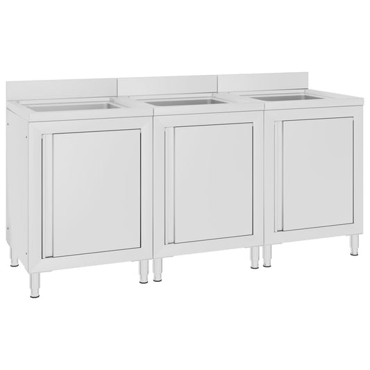 Kaupalliset tiskiallaskaapit 3 kpl ruostumaton teräs - Harrastajankoti.fi