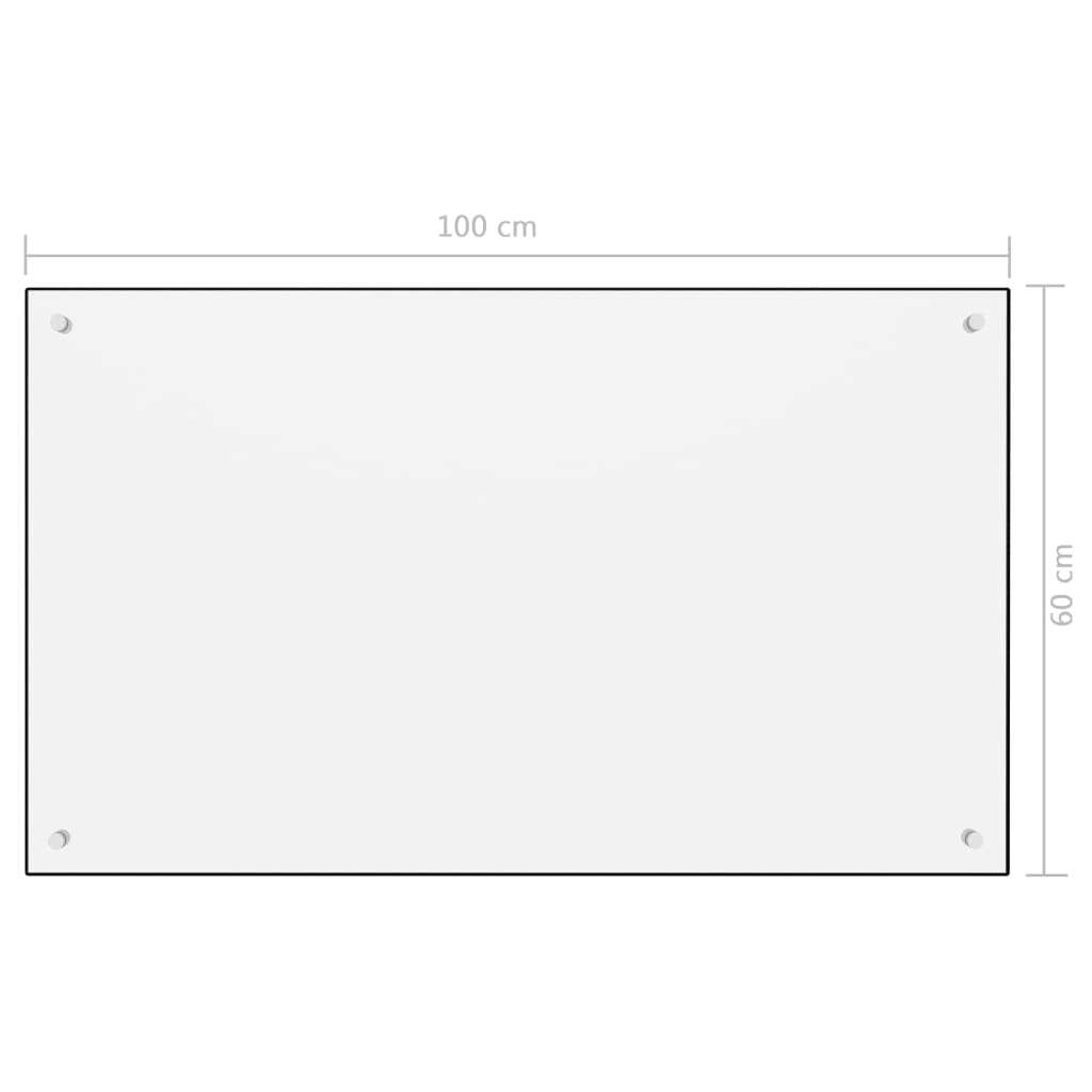 Keittiön roiskesuoja valkoinen 100x60 cm karkaistu lasi - Harrastajankoti.fi