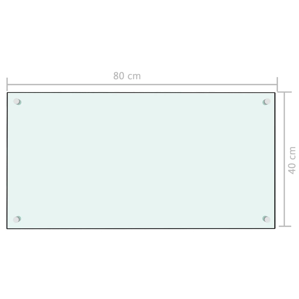 Keittiön roiskesuoja valkoinen 80x40 cm karkaistu lasi - Harrastajankoti.fi