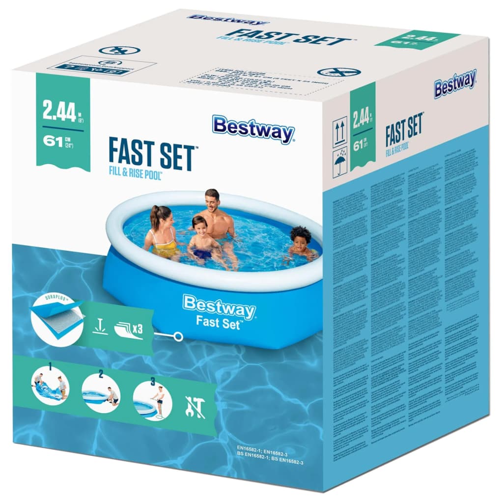 Bestway Fast Set täytettävä uima-allas pyöreä 244x66 cm 57265 - Harrastajankoti.fi