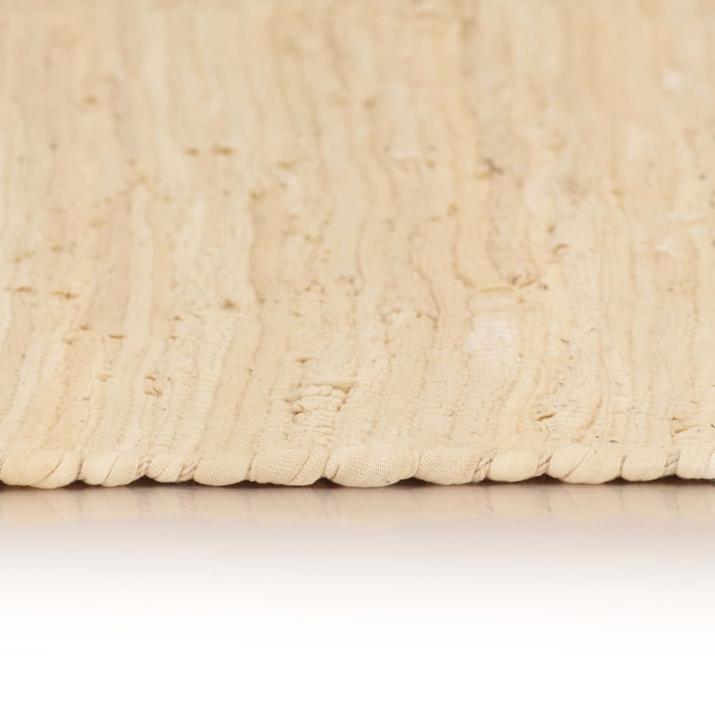 Käsin kudottu Chindi-matto puuvilla 80x160 cm kerma - Harrastajankoti.fi