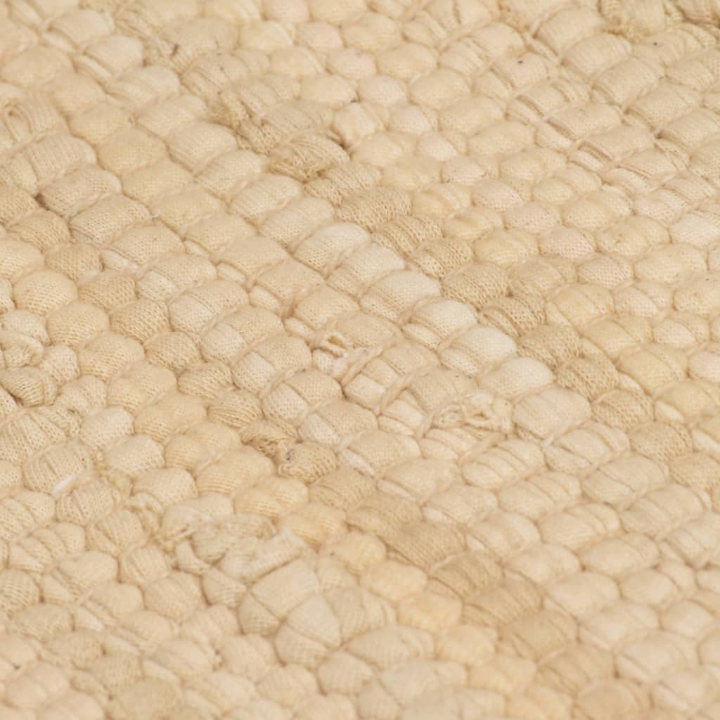 Käsin kudottu Chindi-matto puuvilla 80x160 cm kerma - Harrastajankoti.fi
