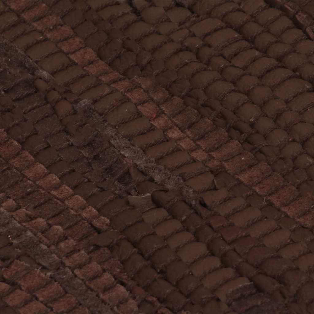 Käsin kudottu Chindi-matto nahka 80x160 cm ruskea - Harrastajankoti.fi