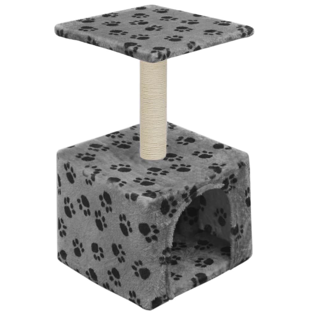 Kissan kiipeilypuu sisal-pylväällä 55 cm tassunjäljet harmaa - Harrastajankoti.fi