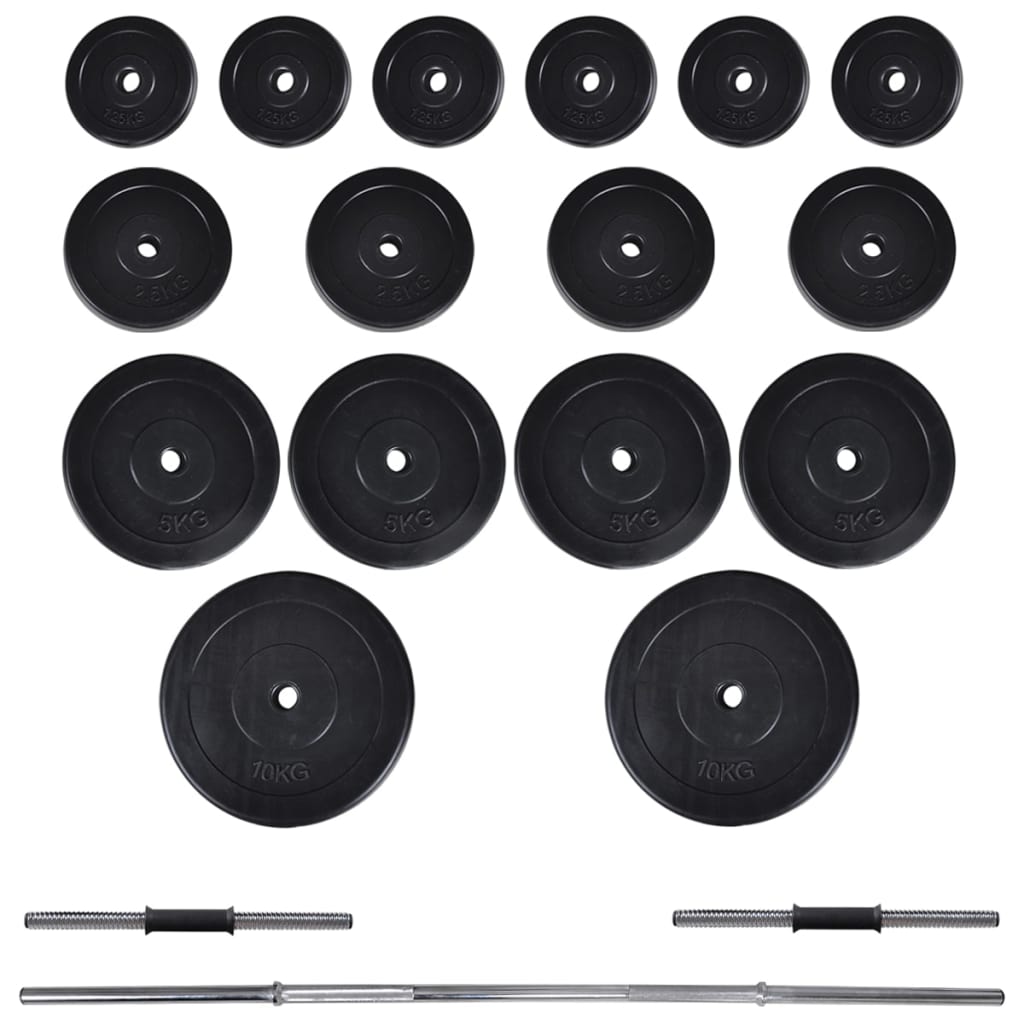 Säädettävä kuntopenkki tangolla, levy- ja käsipainoilla 60,5 kg - Harrastajankoti.fi