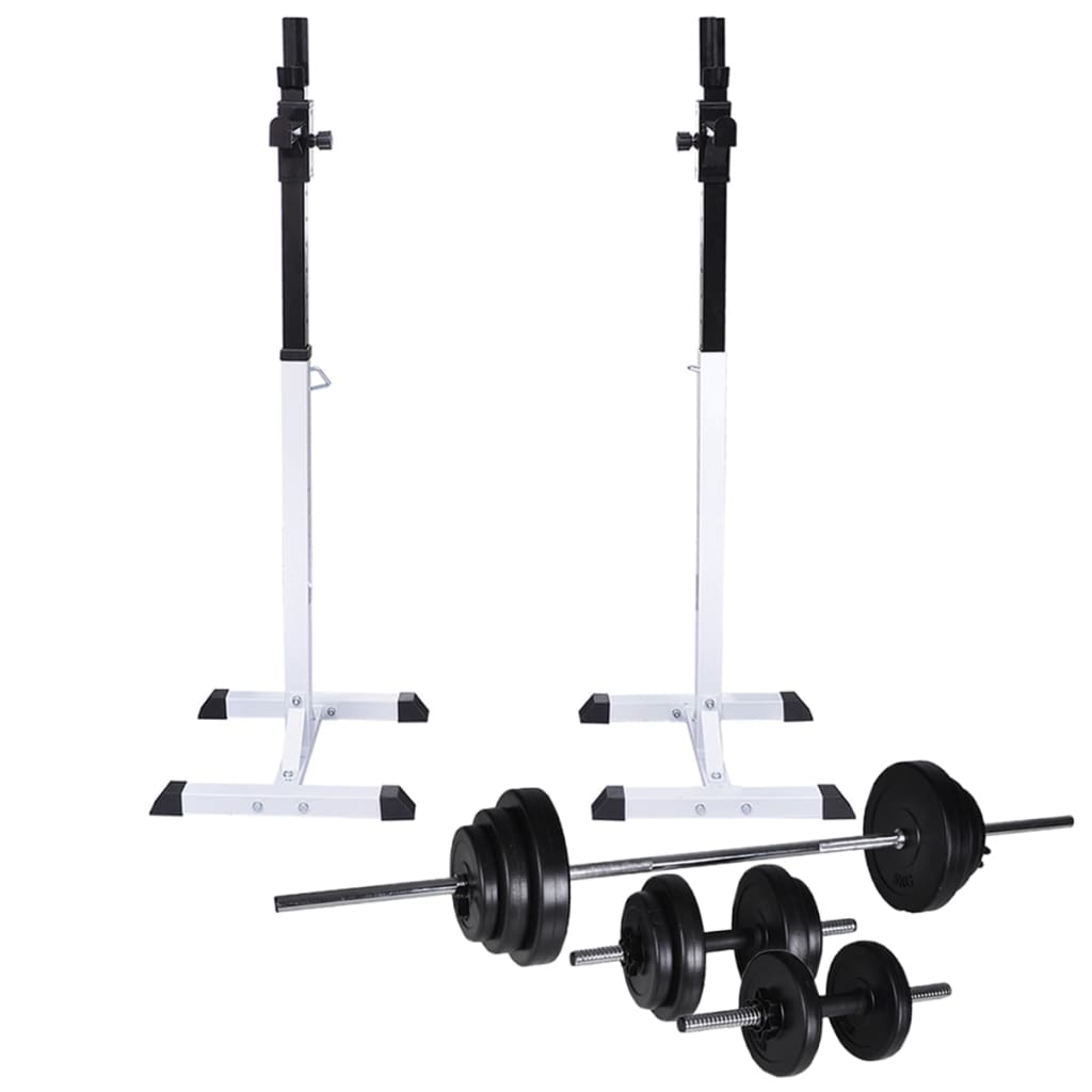 Kyykkyteline painotangolla + levy- ja käsipainosarja 30,5 kg - Harrastajankoti.fi