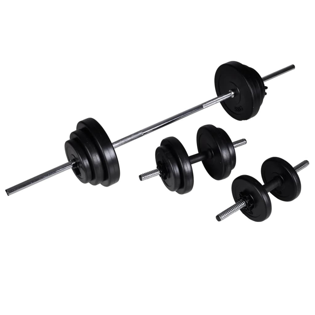 Kyykkyteline painotangolla + levy- ja käsipainosarja 30,5 kg - Harrastajankoti.fi
