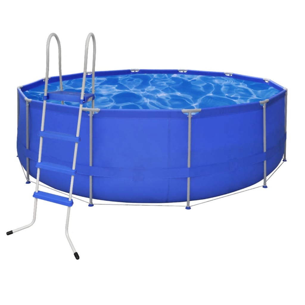 Pyöreä Uima-altaan Teräsrunko Portailla 457 x 122 cm - Harrastajankoti.fi