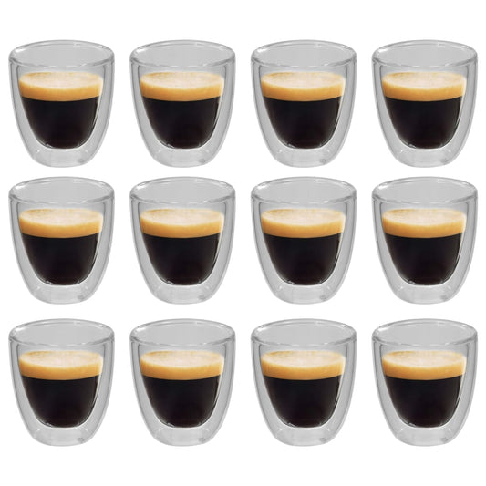 Tuplaseinäiset lämpölasit espressokahville 12 kpl 80 ml - Harrastajankoti.fi