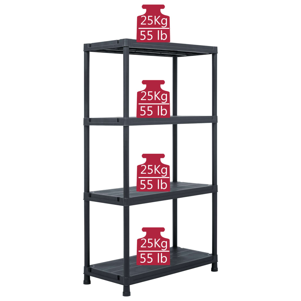 Varastohyllyt 5 kpl muovi 60x30x138 cm musta - Harrastajankoti.fi