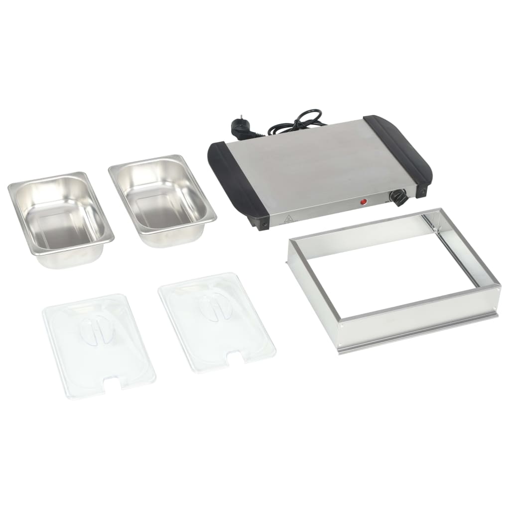 Noutopöydän tarjoiluastia ruostumaton teräs 200 W 2x1,5 L - Harrastajankoti.fi