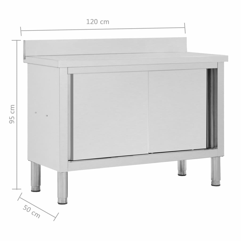 Keittiön työpöytä liukuovilla 120x50x95 cm ruostumaton teräs - Harrastajankoti.fi