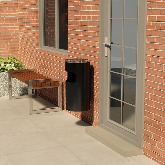 Seinään kiinnitettävä tuhkakuppi/roskakori teräs 26 l musta - Harrastajankoti.fi