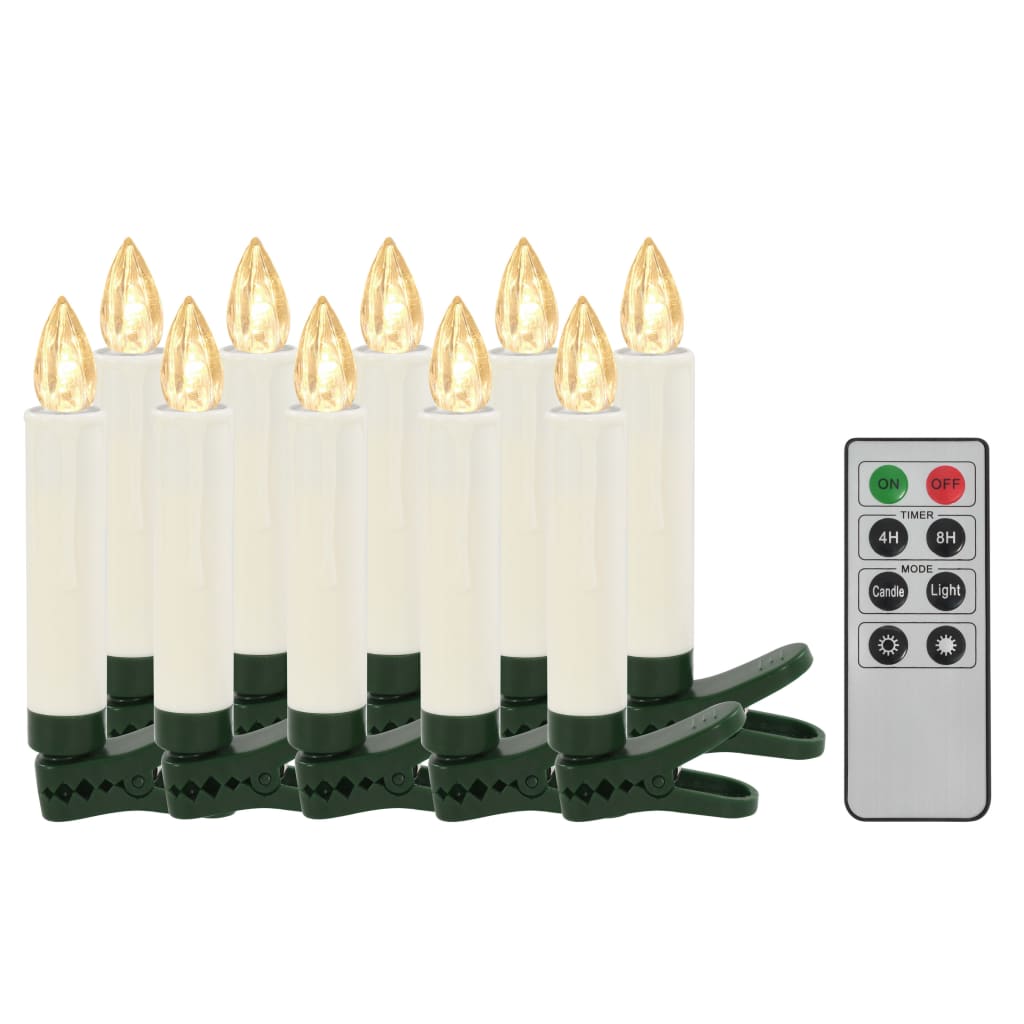 Langattomat LED-kynttilät kaukosäädin 10 kpl lämmin valkoinen - Harrastajankoti.fi