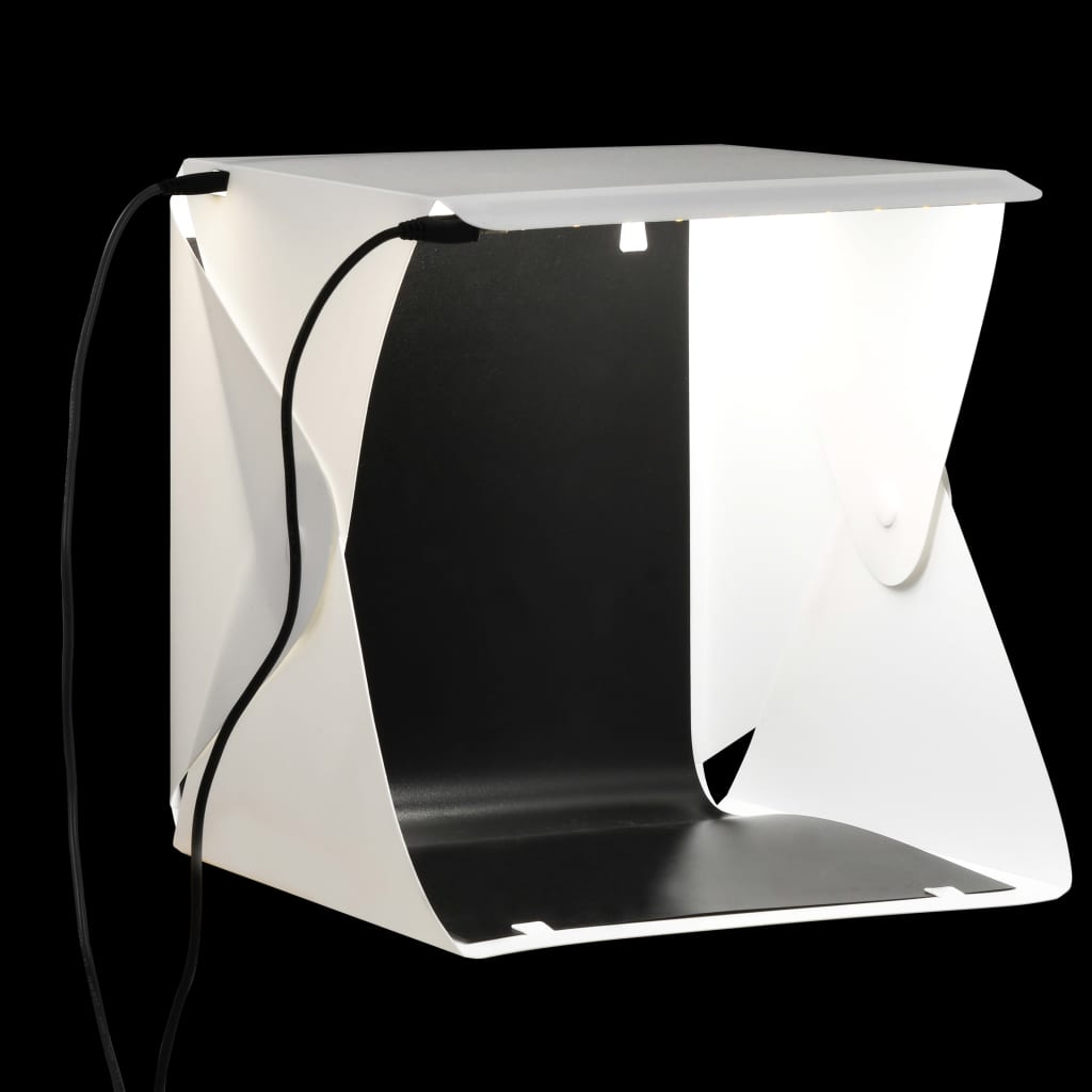 Kokoontaittuva LED-studiovalolaatikko 23x25x25 cm valkoinen - Harrastajankoti.fi