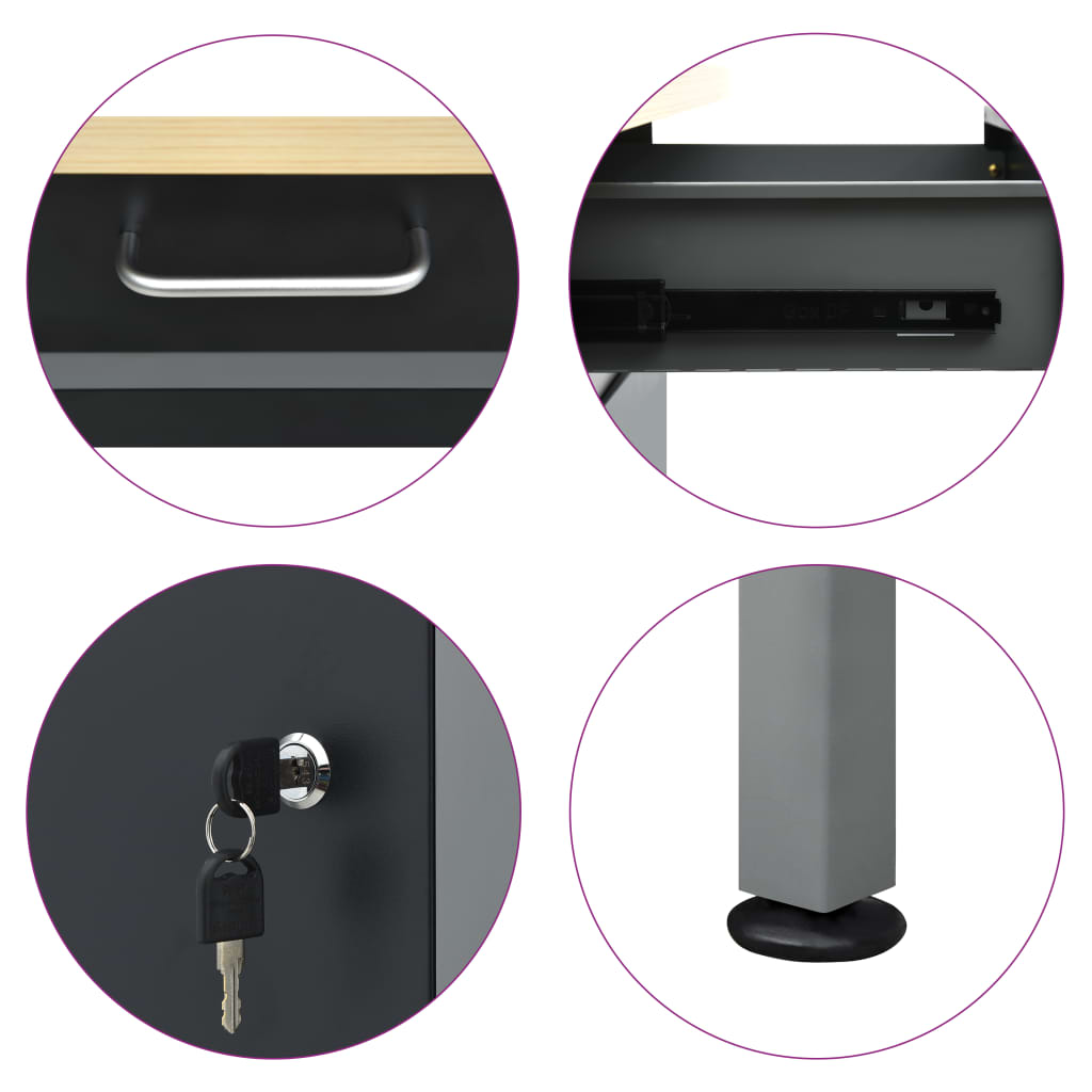 Työtaso musta 160x60x85 cm teräs - Harrastajankoti.fi