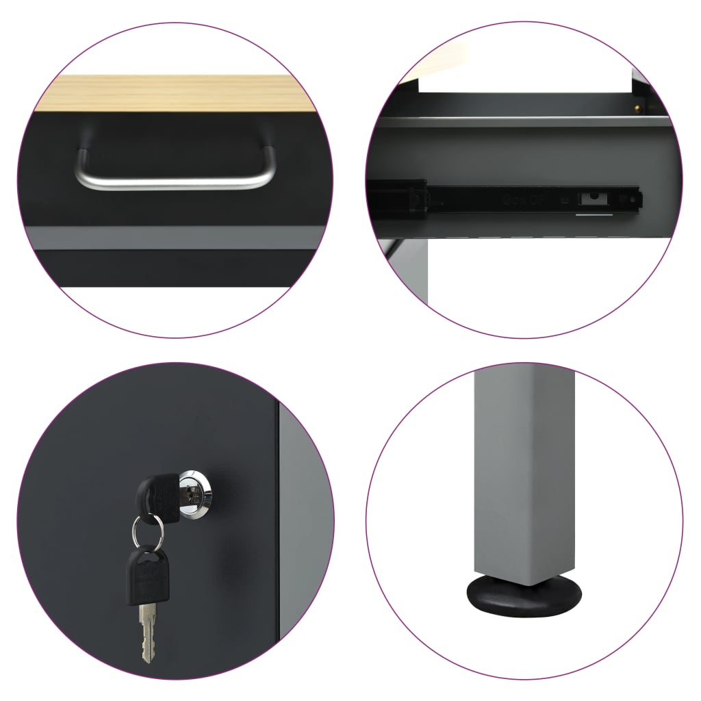 Työtaso musta 160x60x85 cm teräs - Harrastajankoti.fi