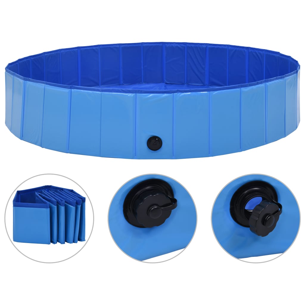 Kokoontaitettava koiran uima-allas sininen 160x30 cm PVC - Harrastajankoti.fi