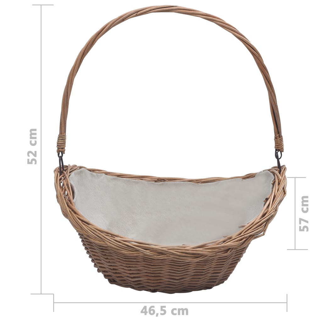 286987 Be Basic Firewood Basket with Handle 57x46,5x52 cm Brown Willow - Harrastajankoti.fi