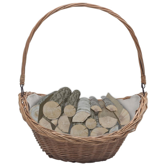 286987 Be Basic Firewood Basket with Handle 57x46,5x52 cm Brown Willow - Harrastajankoti.fi