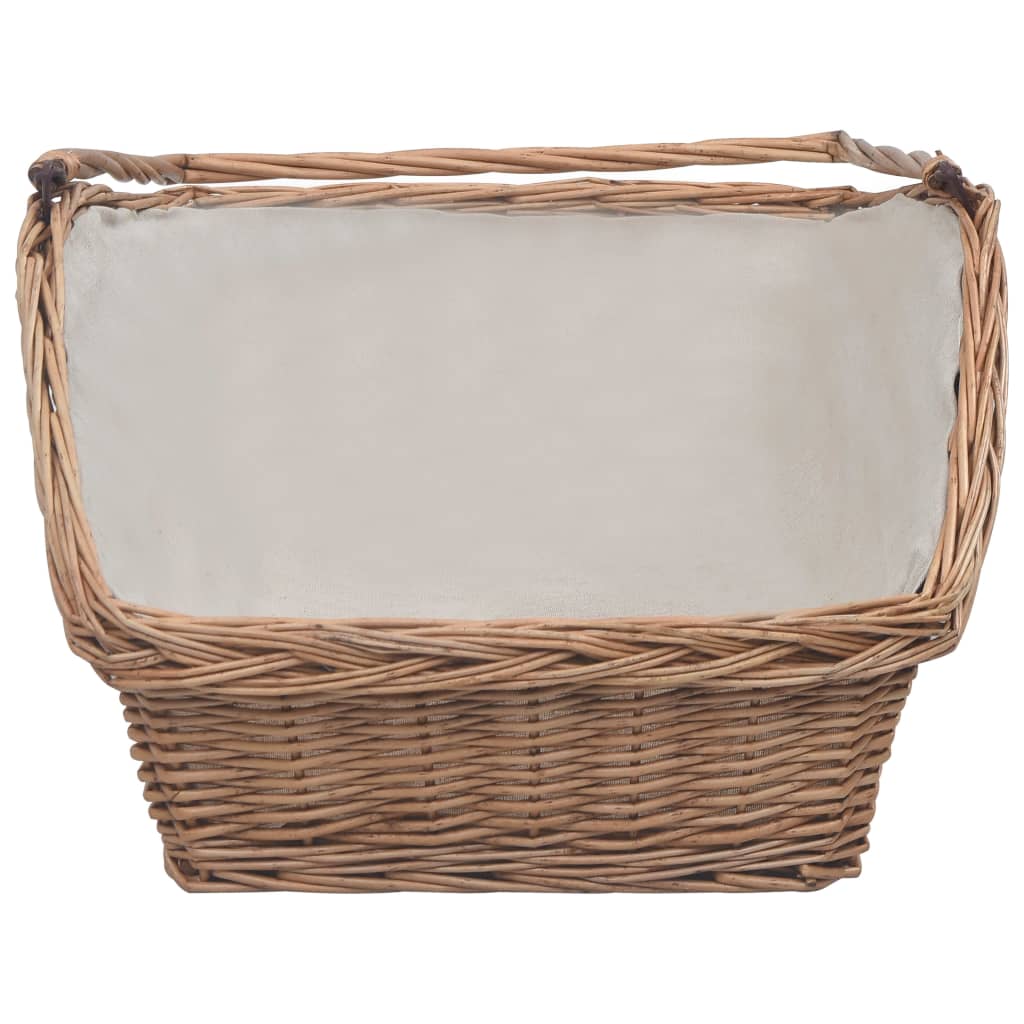 286989 Be Basic Firewood Basket with Handle 61,5x46,5x58 cm Brown Willow - Harrastajankoti.fi