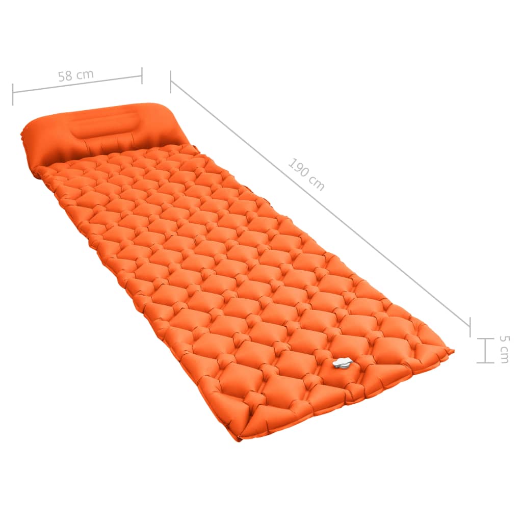 Täytettävä ilmapatja tyynyllä 58x190 cm oranssi - Harrastajankoti.fi