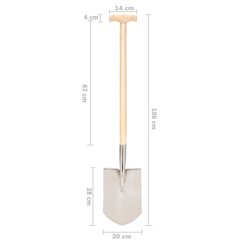 Puutarhalapio T-varsi ruostumaton teräs ja tuhkapuu - Harrastajankoti.fi