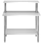 Keittiön työpöytä ylähyllyllä 120x60x120 cm ruostumaton teräs - Harrastajankoti.fi