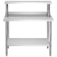 Keittiön työpöytä ylähyllyllä 120x60x120 cm ruostumaton teräs - Harrastajankoti.fi