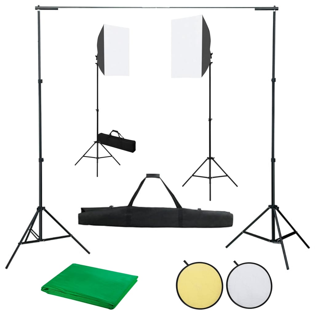 Valokuvastudiosarja softbox-valot, taustakangas ja heijastin - Harrastajankoti.fi