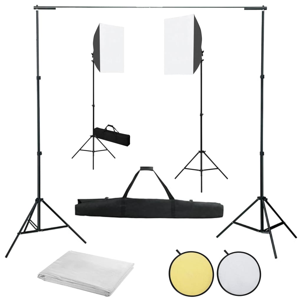 Valokuvastudiosarja softbox-valot, taustakangas ja heijastin - Harrastajankoti.fi