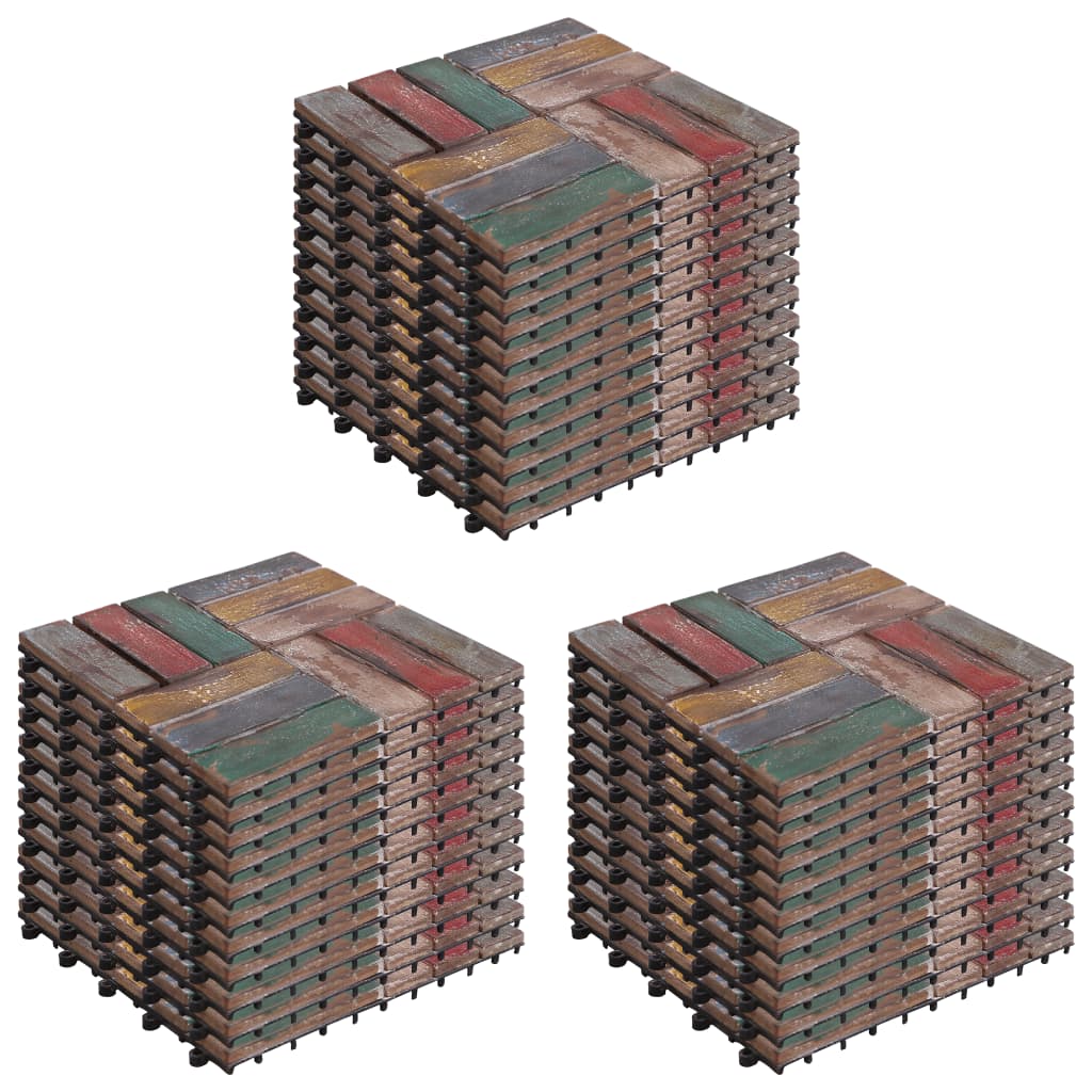 Terassilaatat 33 kpl 30x30 cm täysi kierrätetty puu - Harrastajankoti.fi