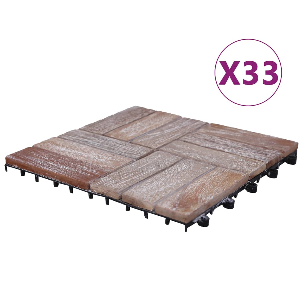 Terassilaatat 33 kpl 30x30 cm täysi kierrätetty puu - Harrastajankoti.fi