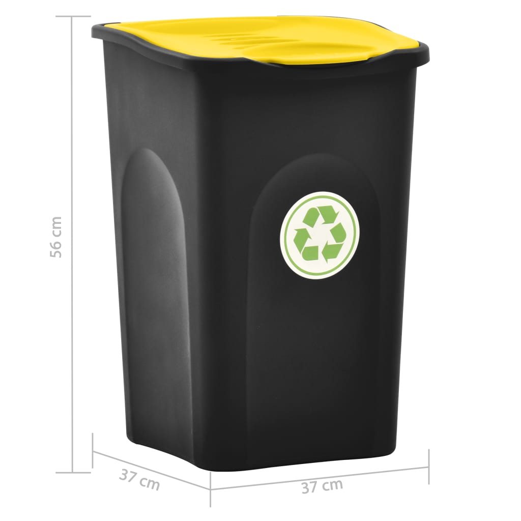 Roskakori saranakannella 50 l musta ja keltainen - Harrastajankoti.fi