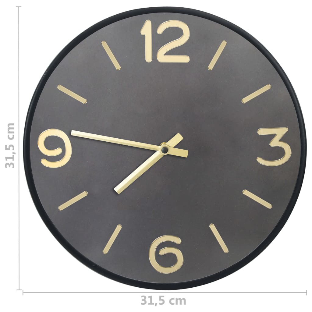 321475 Be Basic Wall Clock Anthracite and Gold 31,5 cm Iron and MDF - Harrastajankoti.fi