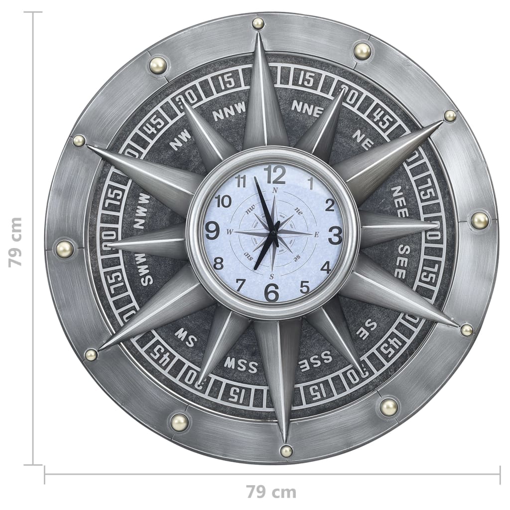321476 Be Basic Wall Clock Silver 79 cm MDF and Metal - Harrastajankoti.fi