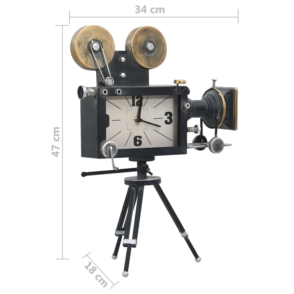 321480 Be Basic Table Clock Black 34x18x47 cm Iron and MDF - Harrastajankoti.fi