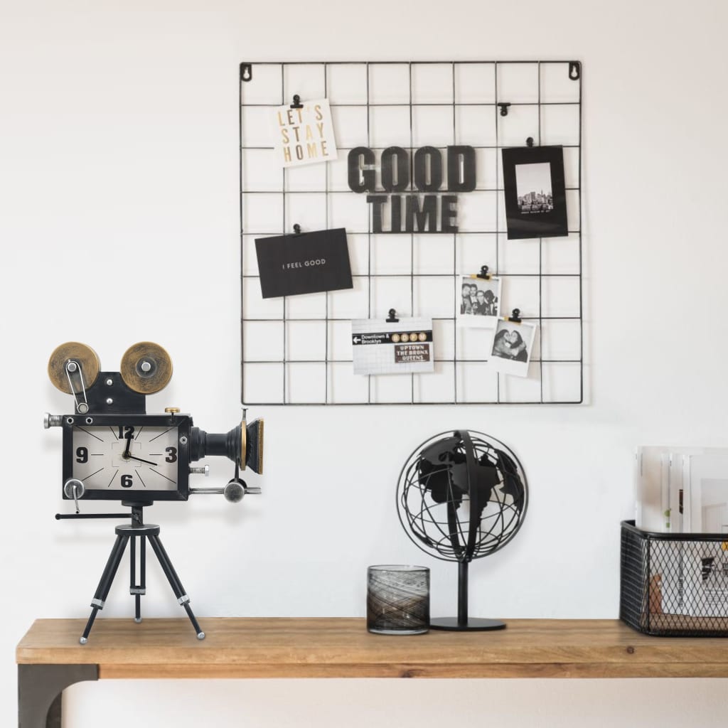 321480 Be Basic Table Clock Black 34x18x47 cm Iron and MDF - Harrastajankoti.fi