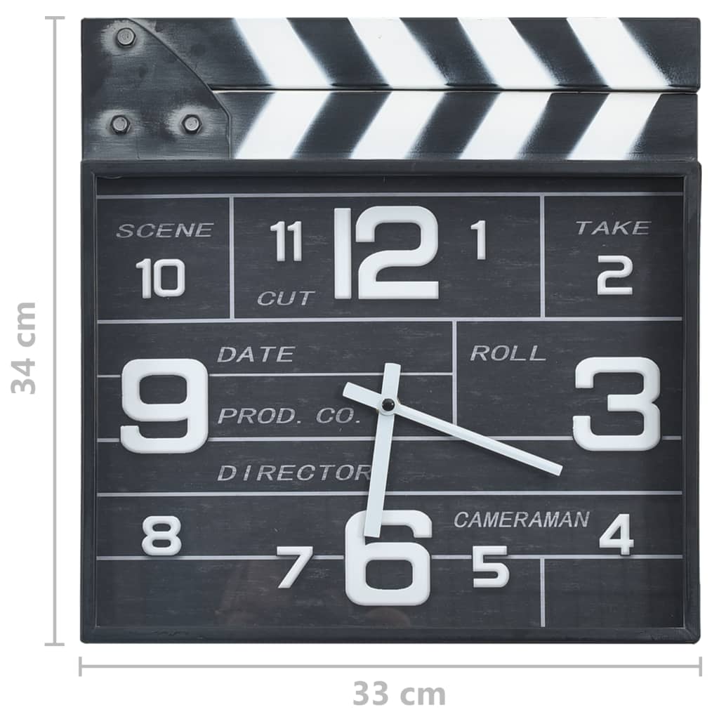 321481 Be Basic Cinema Wall Clock Black 33x5x34 cm Metal and MDF - Harrastajankoti.fi