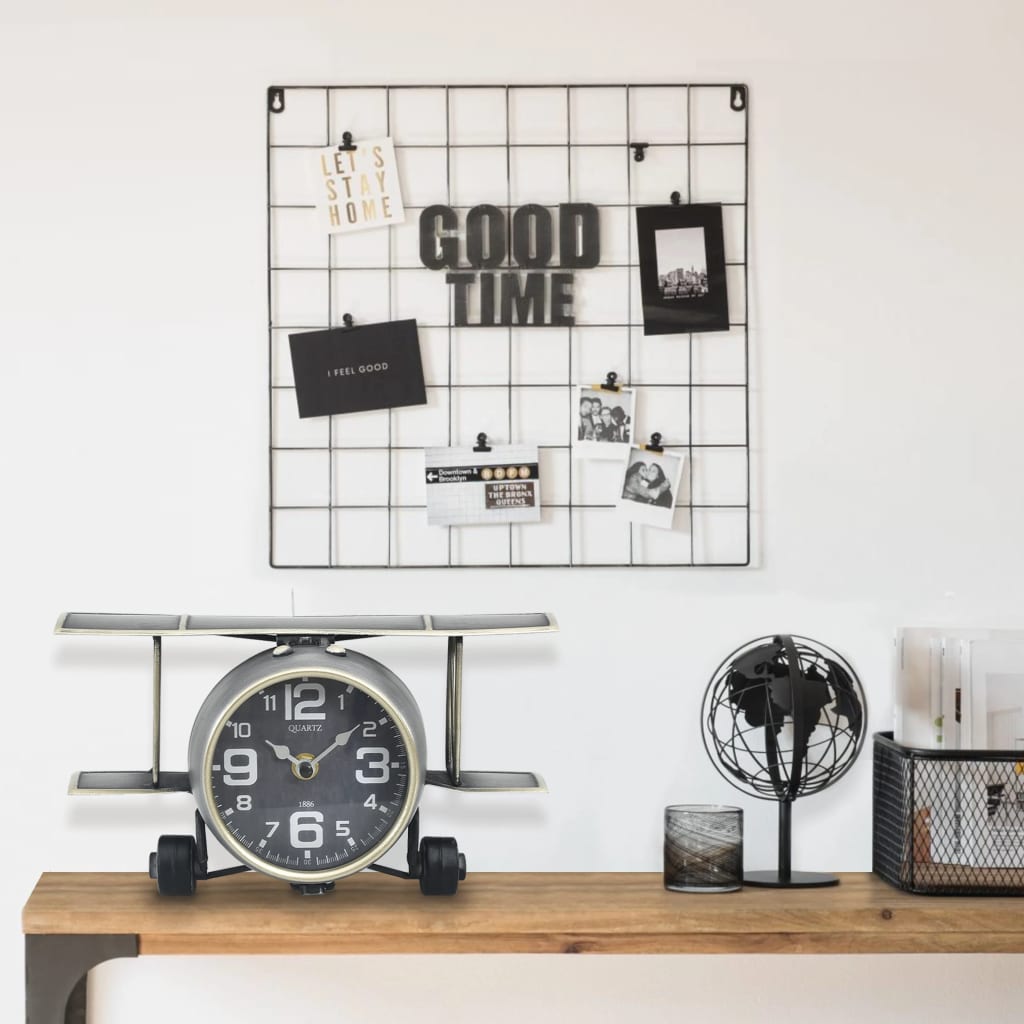 321483 Be Basic Table Clock Grey 26,5x19,5x15 cm Iron and MDF - Harrastajankoti.fi