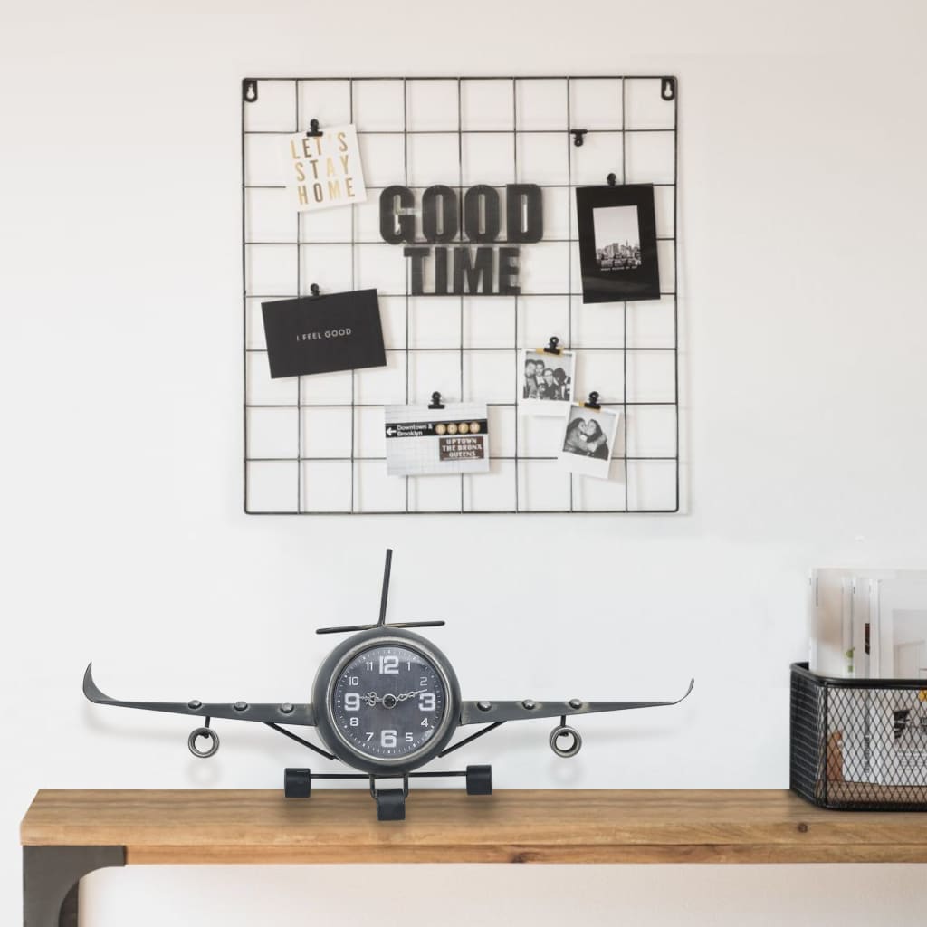 321485 Be Basic Aviator Clock Grey 41x8x17 cm Metal - Harrastajankoti.fi